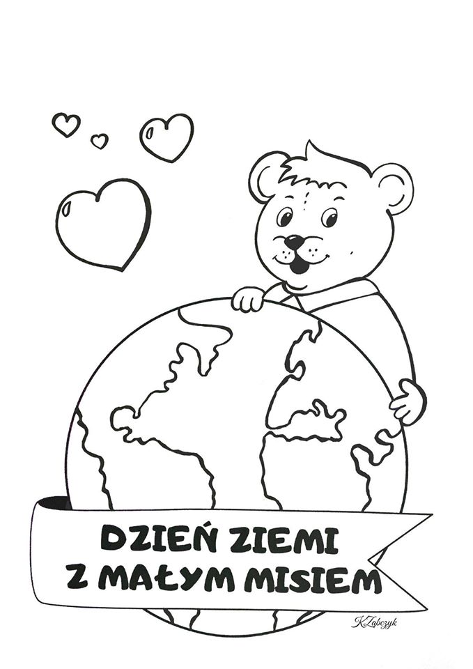 Online coloring book: Teddy bear hugs the earth coloring page